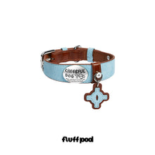Cheerful Cowhide Leather Dog Collar – Coastal Blue