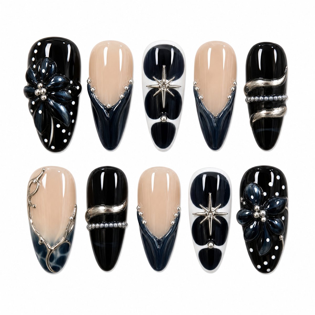 Dooby Dooby Black Pearl Night Press-On Nails compressed clean white background product image