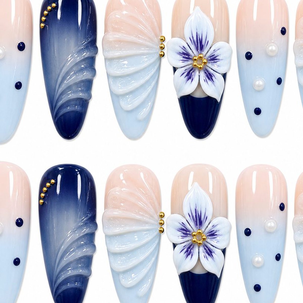 Dooby Dooby Blue Orchid Dream Press-On Nails detail clean nail product image