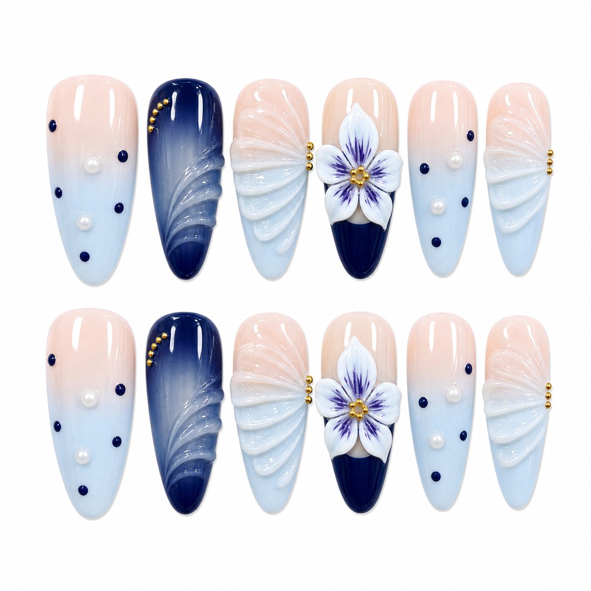 Dooby Dooby Blue Orchid Dream Press-On Nails compressed clean white background product image