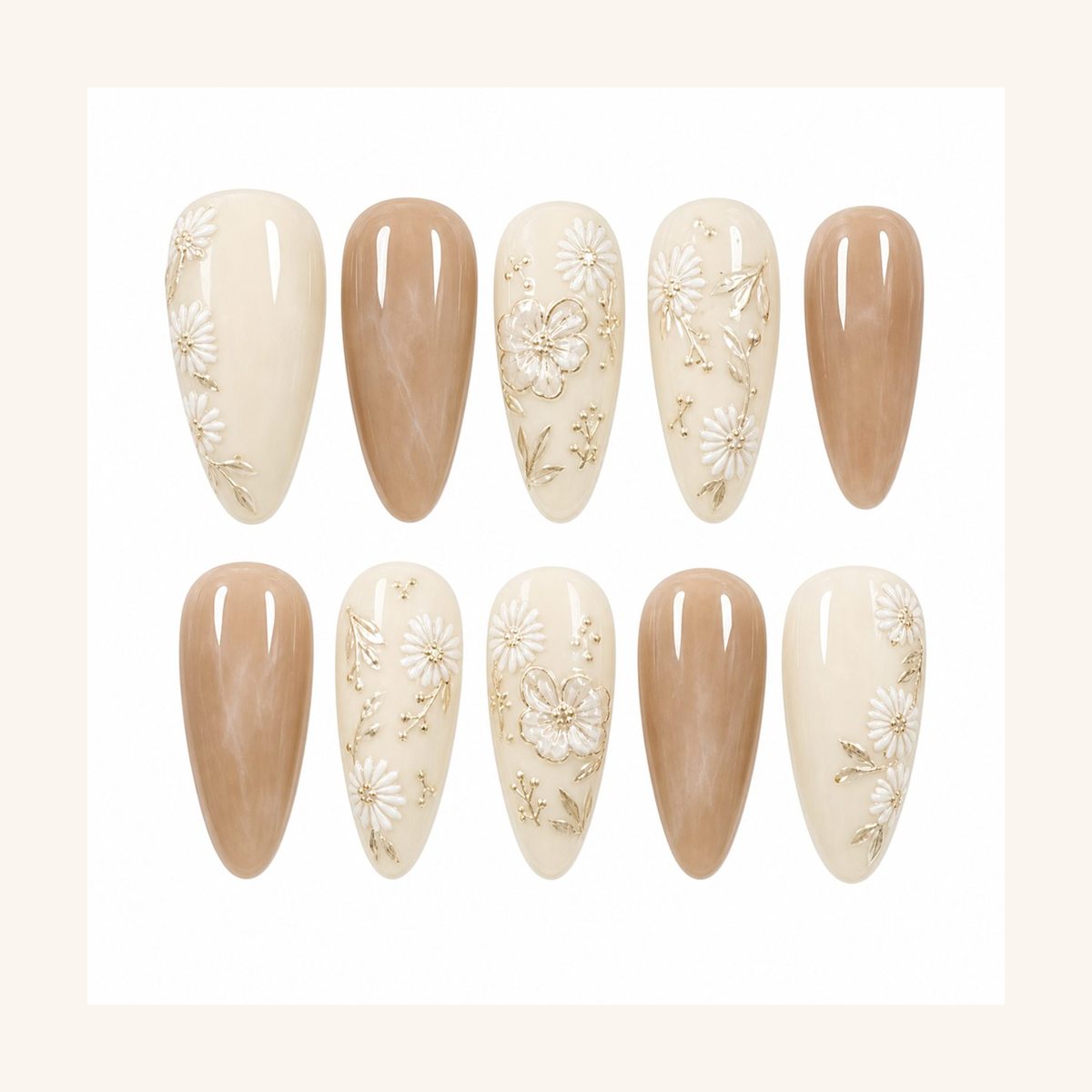 Dooby Dooby Cream Marble Nude Press-On Nails cream clean nail product image