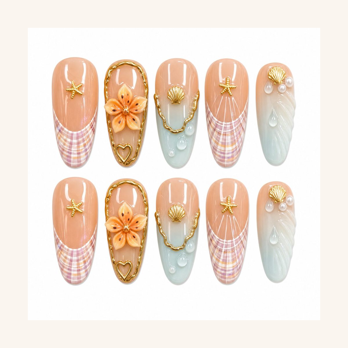 Dooby Dooby Orange Blossom Nude Press-On Nails cream clean nail product image