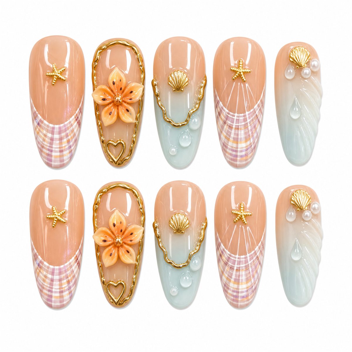 Dooby Dooby Orange Blossom Nude Press-On Nails compressed clean white background product image