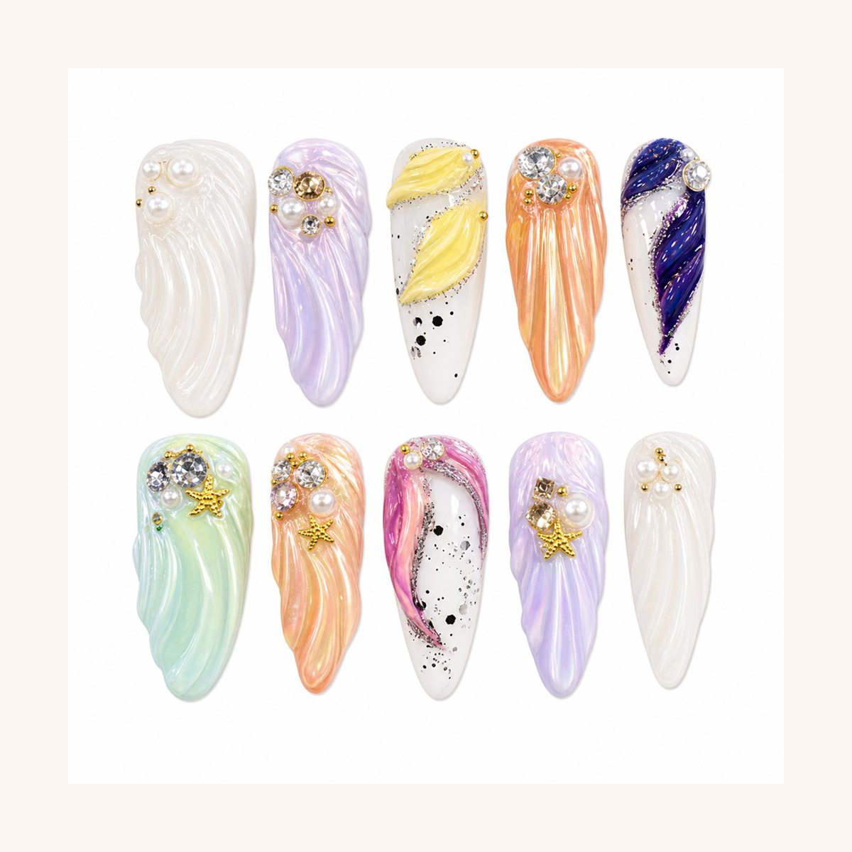 Dooby Dooby Pastel Rainbow French Press-On Nails cream clean nail product image