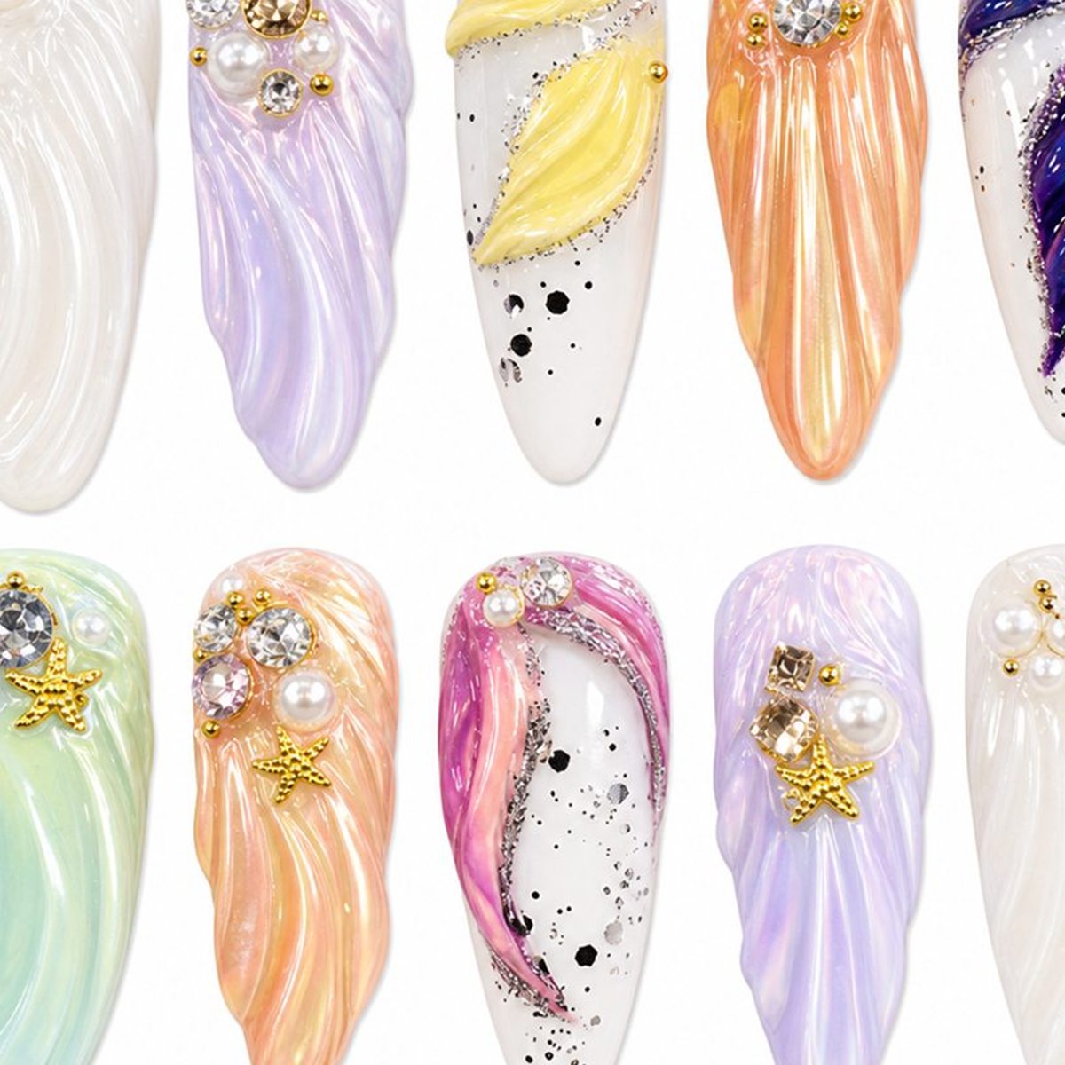 Dooby Dooby Pastel Rainbow French Press-On Nails detail clean nail product image