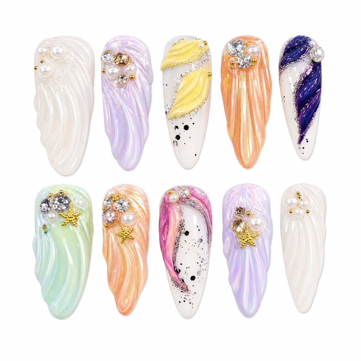 Dooby Dooby Pastel Rainbow French Press-On Nails compressed clean white background product image