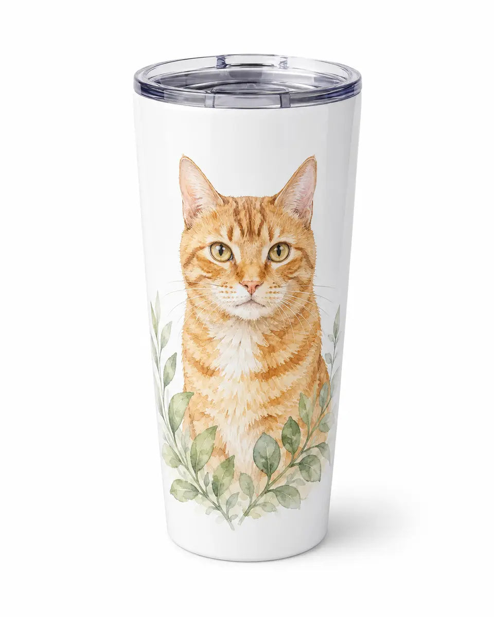 橘猫水彩定制随行杯