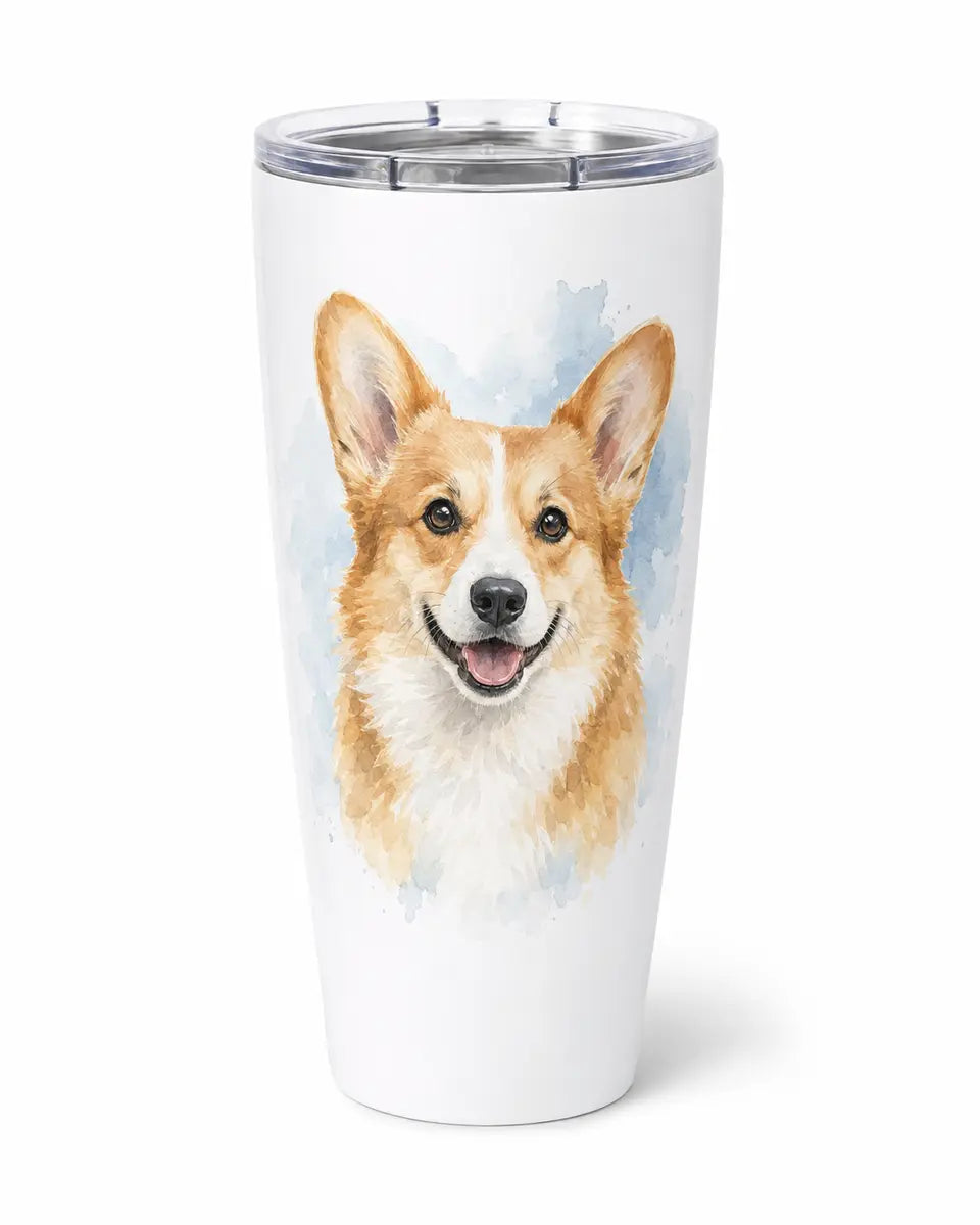 柯基犬水彩定制随行杯